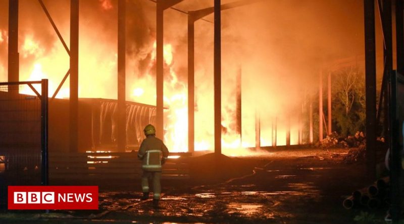 Antrim: Fire crews tackle huge blaze at Rathenraw Industrial Estate