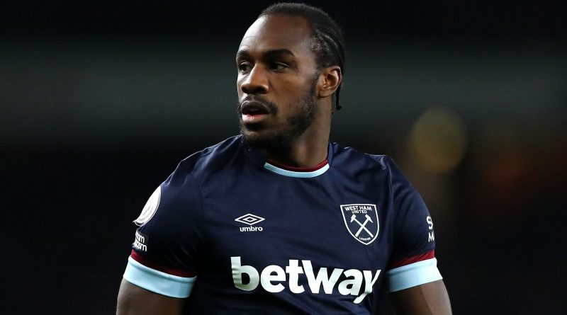 Michail Antonio of West Ham United looks on during the Premier League match between Arsenal and West Ham United at Emirates Stadium