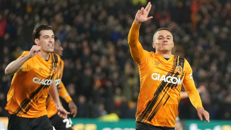 Tyler Smith celebrates his opener for Hull City (AP)