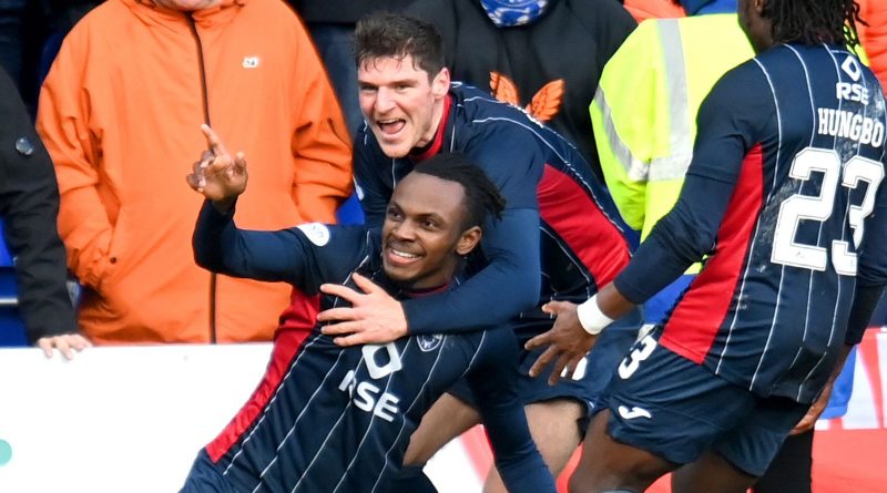 Regan Charles-Cook celebrates after putting Ross County 2-1 up against Rangers
