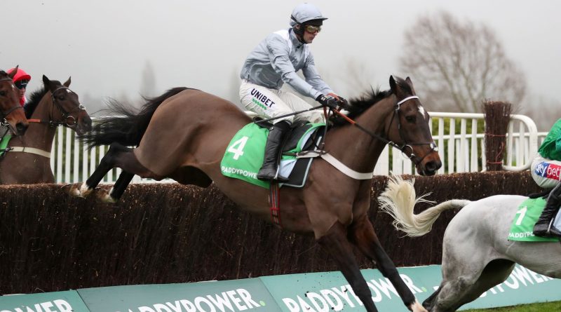 Santini ridden by Nico De Boinville on their way to victory in the Paddy Power Cotswold Chase during Festival Trials Day