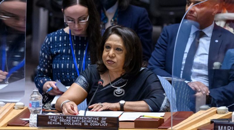 Pramila Patten, Special Representative of the Secretary-General on Sexual Violence in Conflict, briefs UN Security Council meeting on women and peace and security.
