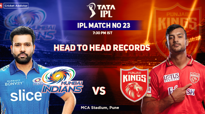 Mumbai Indians vs Punjab Kings Head To Head Records, MI vs PBKS Head to Head Records, IPL 2022, Match 23, MI vs PBKS