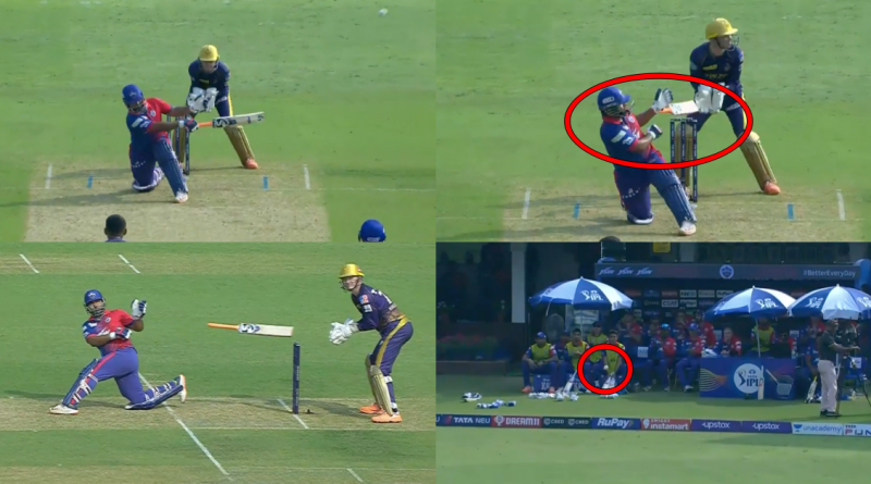 DC vs KKR: Watch - Rishabh Pant Loses His Bat While Playing A Reverse Hit, Bat Narrowly Misses the Stump As Ball Goes For A Boundary