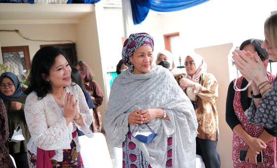 Deputy Secretary-General Amina Jane Mohammed meets with counselors at Yahasan Pulih, an Indonesian civil society organisations that works with victims and survivors of gender-based violence, in Jakarta, Indonesia on May 22, 2022.