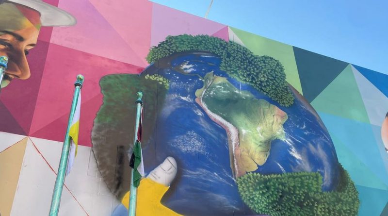 Some of the close-up detail from Brazilian artist Eduardo Kobra's huge new mural dedicated to sustainablity, on the wall of UN Headquarters, in New York.