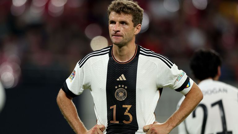 Thomas Muller looks stunned during Germany's defeat