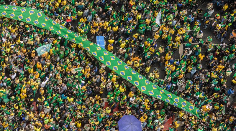 Supporters of President Jair Bolsonaro attend a rally and parade, held on the 200th anniversary of Brazil's independence, in São Paulo on Sept. 7. (Victor Moriyama—The New York Times/Redux)