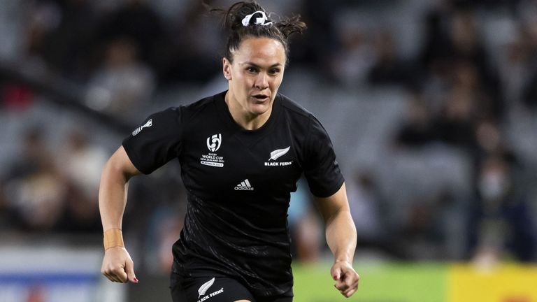 New Zealand's Portia Woodman became the highest World Cup try-scorer of all time with her double against Wales