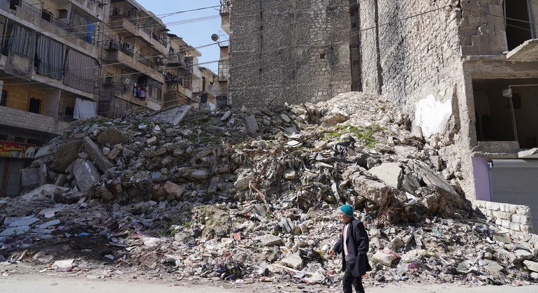 The Qadi Askar neighbourhood of Aleppo in Syria has been extensively destroyed due to the decade-long conflict in the country.