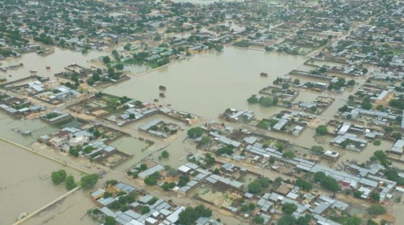 An aerial view of N'djamena following heavy rains in August 2022.