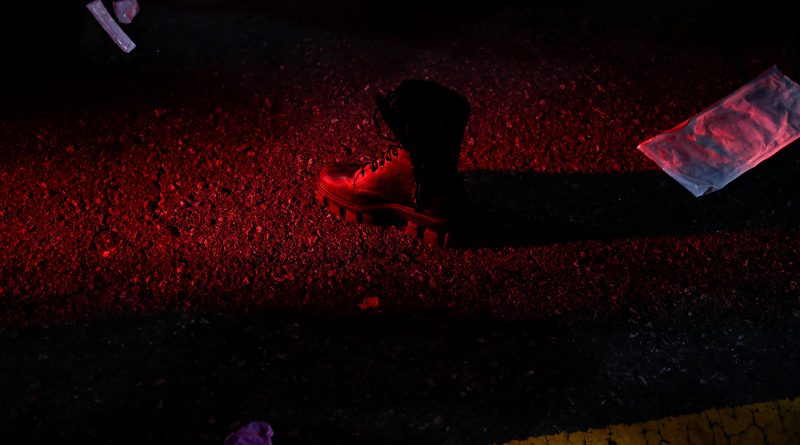 A unidentified victim's shoe seen in Seoul's Itaewon district after a stampede during Halloween celebrations in Seoul, on Oct. 30. (Jeon Heon-Kyun—EPA-EFE/Shutterstock)