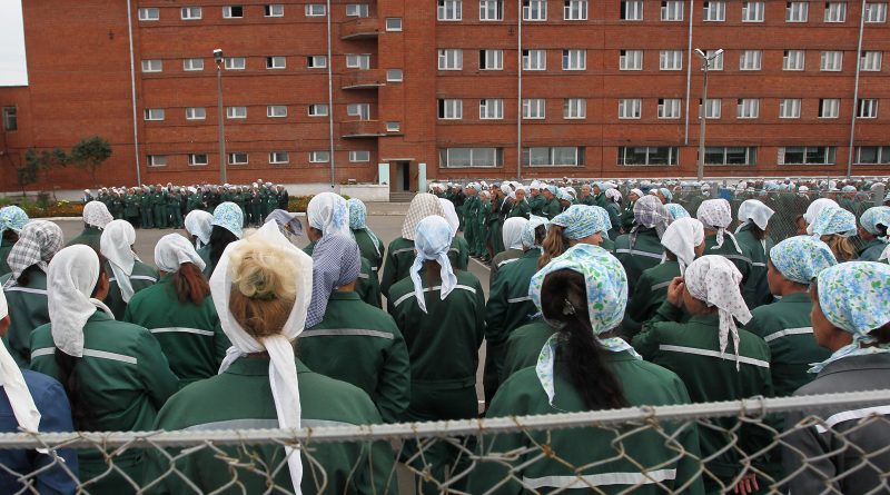 Imprisoned women stand during a morning inspection at a women's prison in a town of Sarapul, central Russia, in August 2012. (Yuri Tutov—AP)