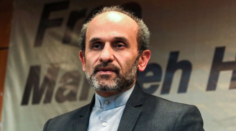 Peyman Jebelli, chief of the world service for the Islamic Republic of Iran Broadcasting (IRIB), speaks during a press conference in Tehran on January 16, 2019. (AFP— Getty Images)